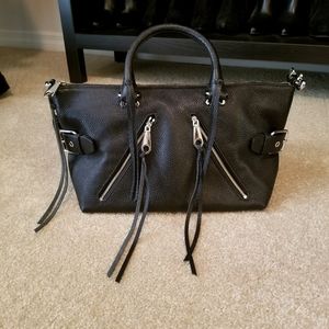 NWT-Rebecca Minkoff Black Leather Moto Satchel / Crossbody